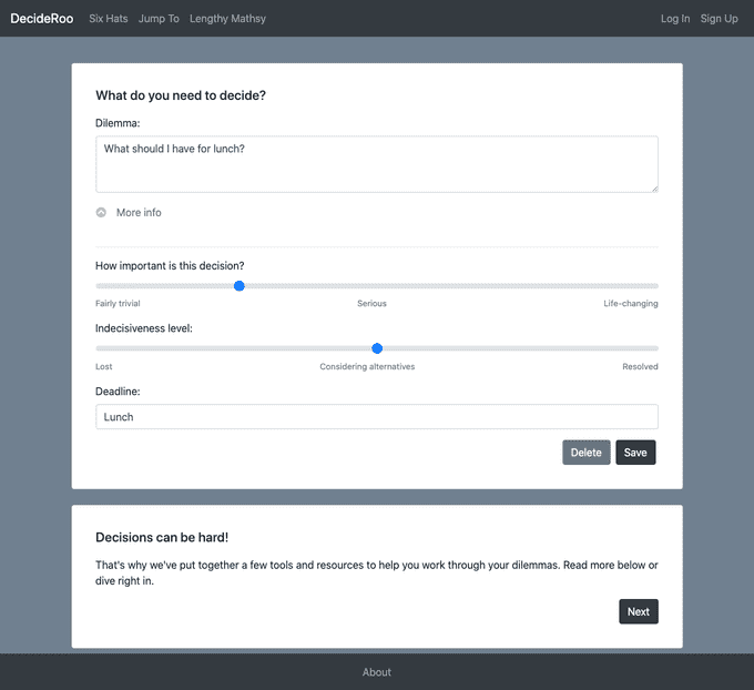 Create decision screen